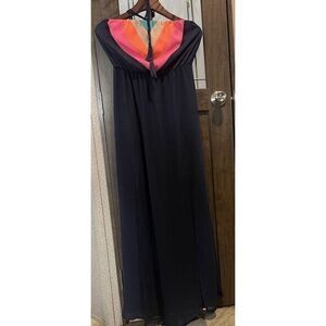 Jealous Tomato Women's Size L Halter Neck Maxi Dress Boho Coral Orange,Pink,Turq